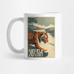 Siberia Russia Tiger Vintage Travel Art Poster Mug